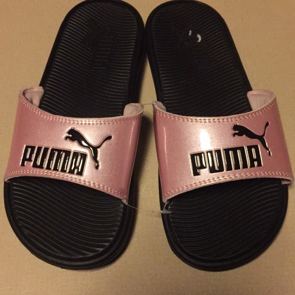 Black and pink puma slides Clearance